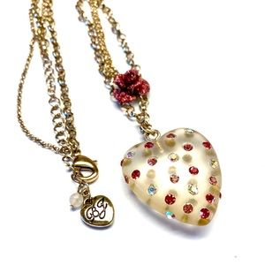 Betsey Johnson Pink Heart Necklace